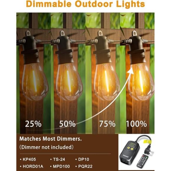 60FT LED Outdoor String Lights with 16+1 Edison Shatterproof IP65 Waterproof - Picture 6 of 7